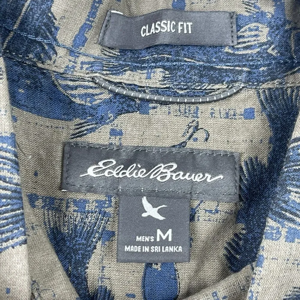 Eddie Bauer Shirt Men Medium Multi Fishing Button Down Classic Fit Outdoor‎ Camp